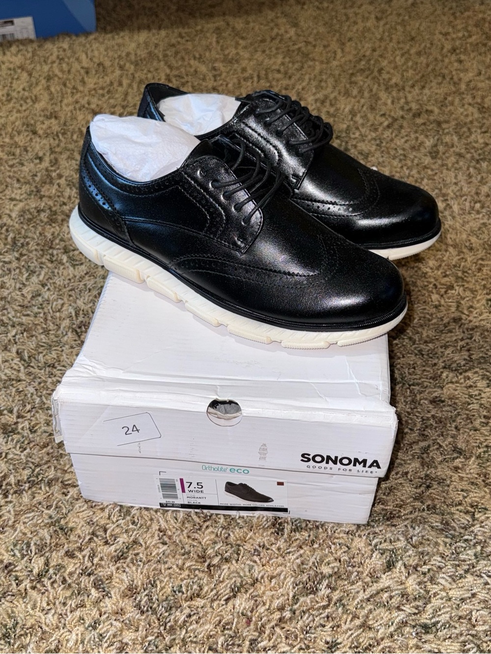 Sonoma Ortholite Eco Morantt Men's Wingtip Dress Sneakers Size 7.5 Wide Black